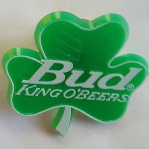 Budweiser Shamrock 3 Leaf Clover Pin St Patricks Day Vintage Collectible Rare